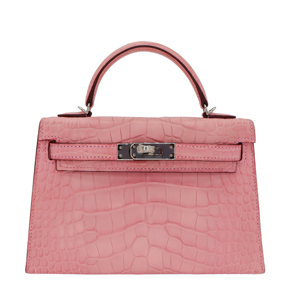 Hermès Mini Kelly II Bubblegum Matte Alligator Palladium Hardware