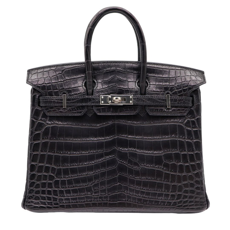 Hermès 25cm Birkin Black Matte Niloticus Crocodile Palladium Hardware