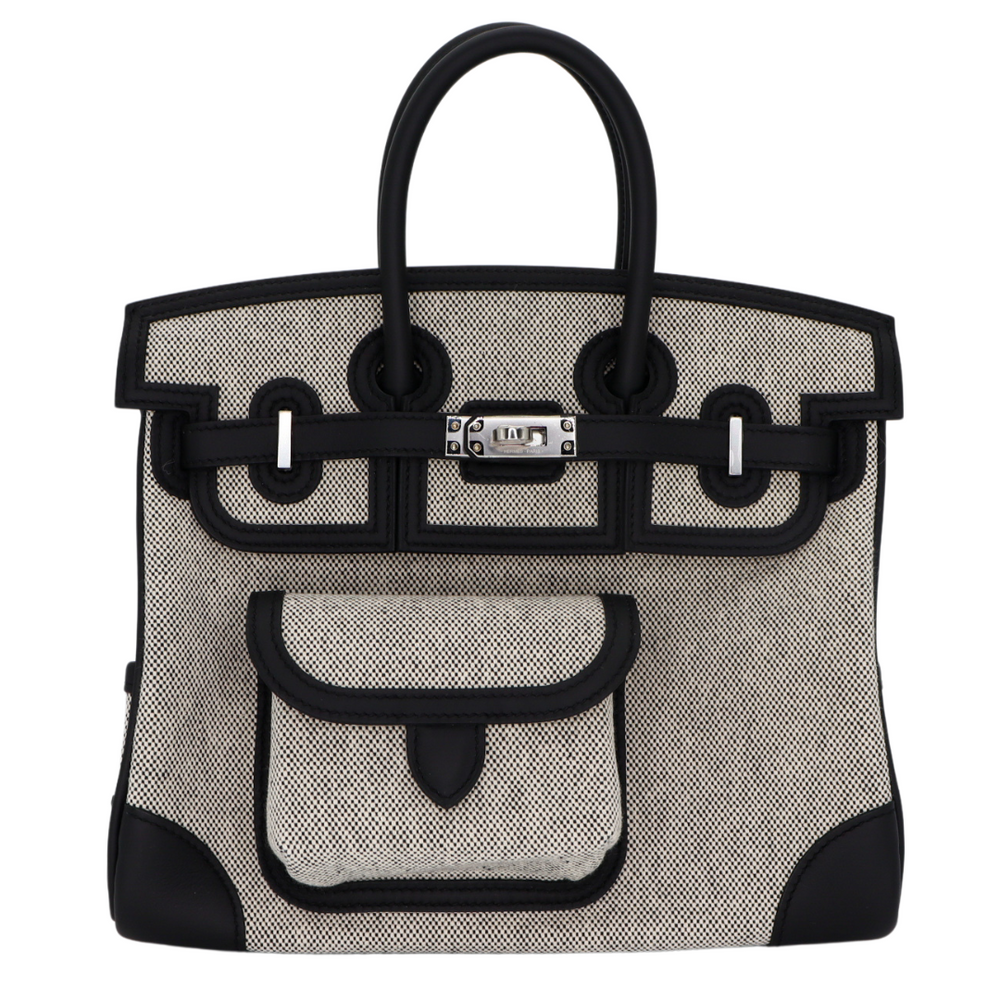 Hermès 25cm Birkin Cargo Nata Canvas Swift Leather Palladium