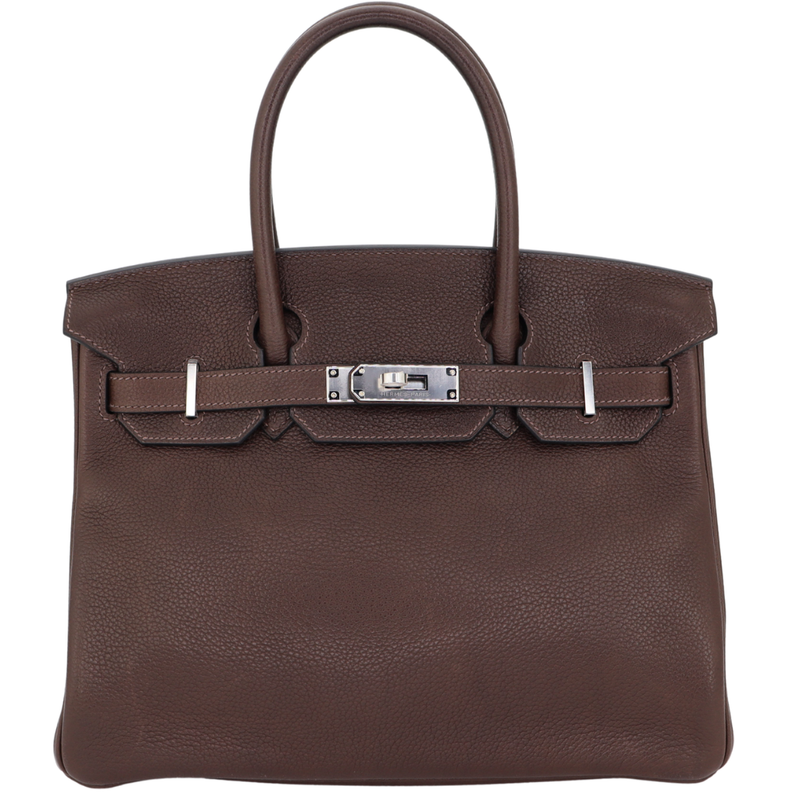 Hermès 30cm Birkin Ebene Barenia Faubourg Leather Palladium Hardware