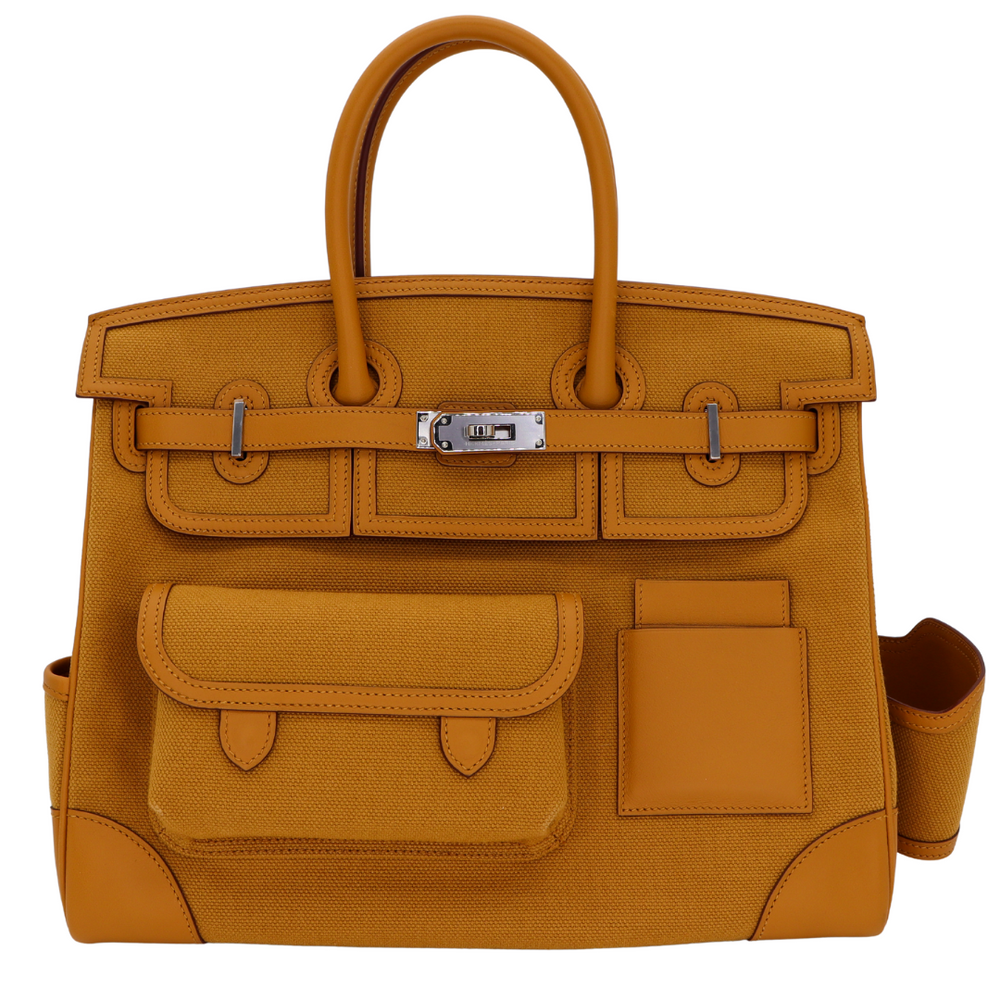 Hermès 35cm Birkin Cargo Sesame Canvas/Swift Leather Palladium