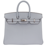 Hermès 25cm Birkin HSS Bleu Brume Chèvre Leather Palladium Hardware