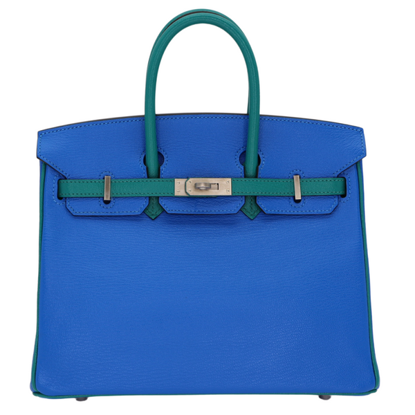 Hermès 25cm Birkin HSS Bleu Hydra/Bleu Paon Chevre Brushed Palladium Hardware