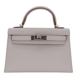 Hermès Kelly II Sellier Mini Gris Pale Epsom Leather Palladium Hardware