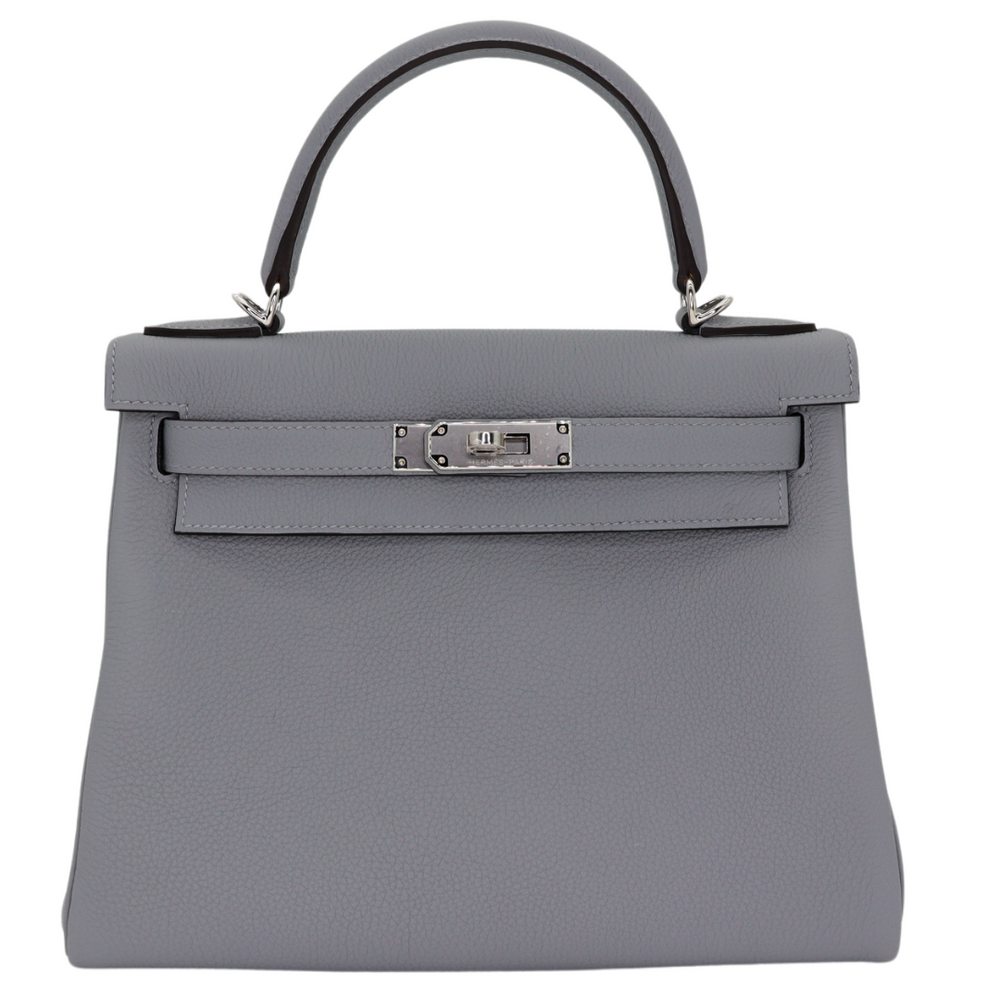 Hermès 28cm Kelly Retourne Anemone Togo Leather Palladium Hardware
