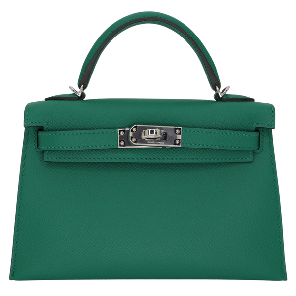 Hermès Kelly II Sellier Mini Vert Vertigo Epsom Palladium Hardware