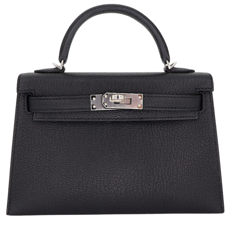 Hermès Kelly II Sellier Mini HSS Black Chèvre Leather Palladium Hardware