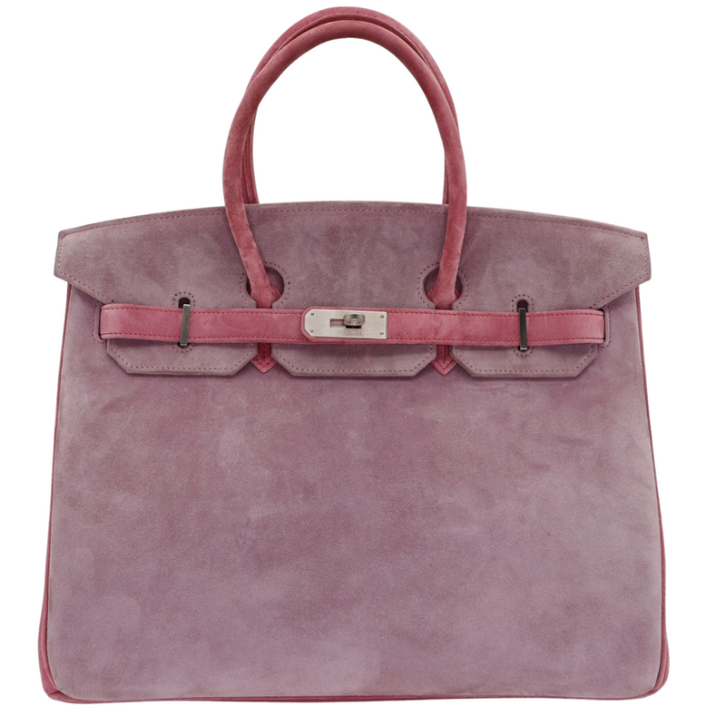 Hermès 35cm Birkin Doblis Pink/Lilac Suede Brushed Palladium