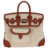 Hermès 25cm Birkin Cargo Vanille/Gold Canvas/Swift Leather Palladium Hardware