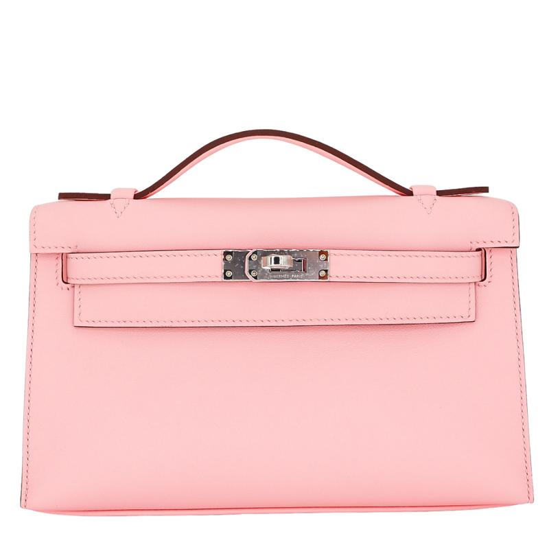 Hermès Kelly Pochette Rose Sakura Swift Leather Palladium Hardware