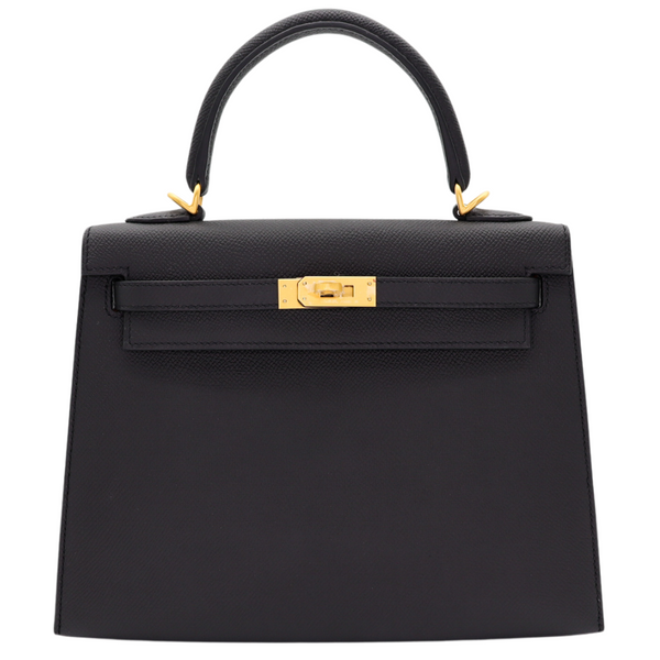 Hermès 25cm Kelly Sellier HSS Black/Gold Epsom Leather Brushed