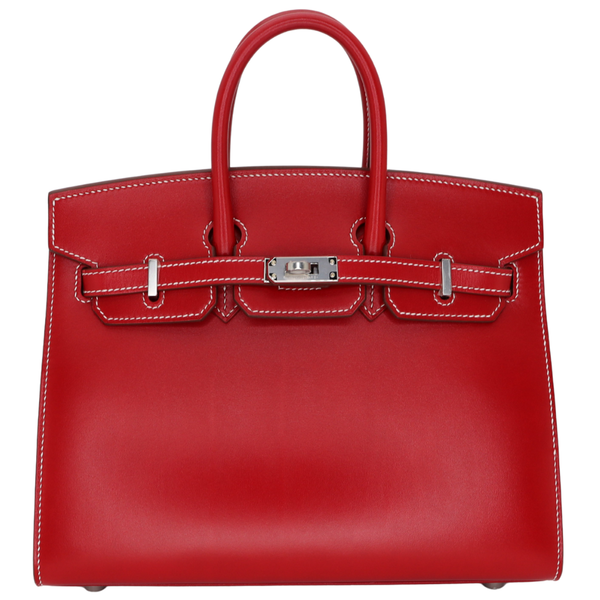 Hermès 25cm Birkin Sellier Rouge Piment Box Calf Leather Palladium