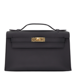 Hermès Kelly Pochette Black Swift Leather Gold Hardware