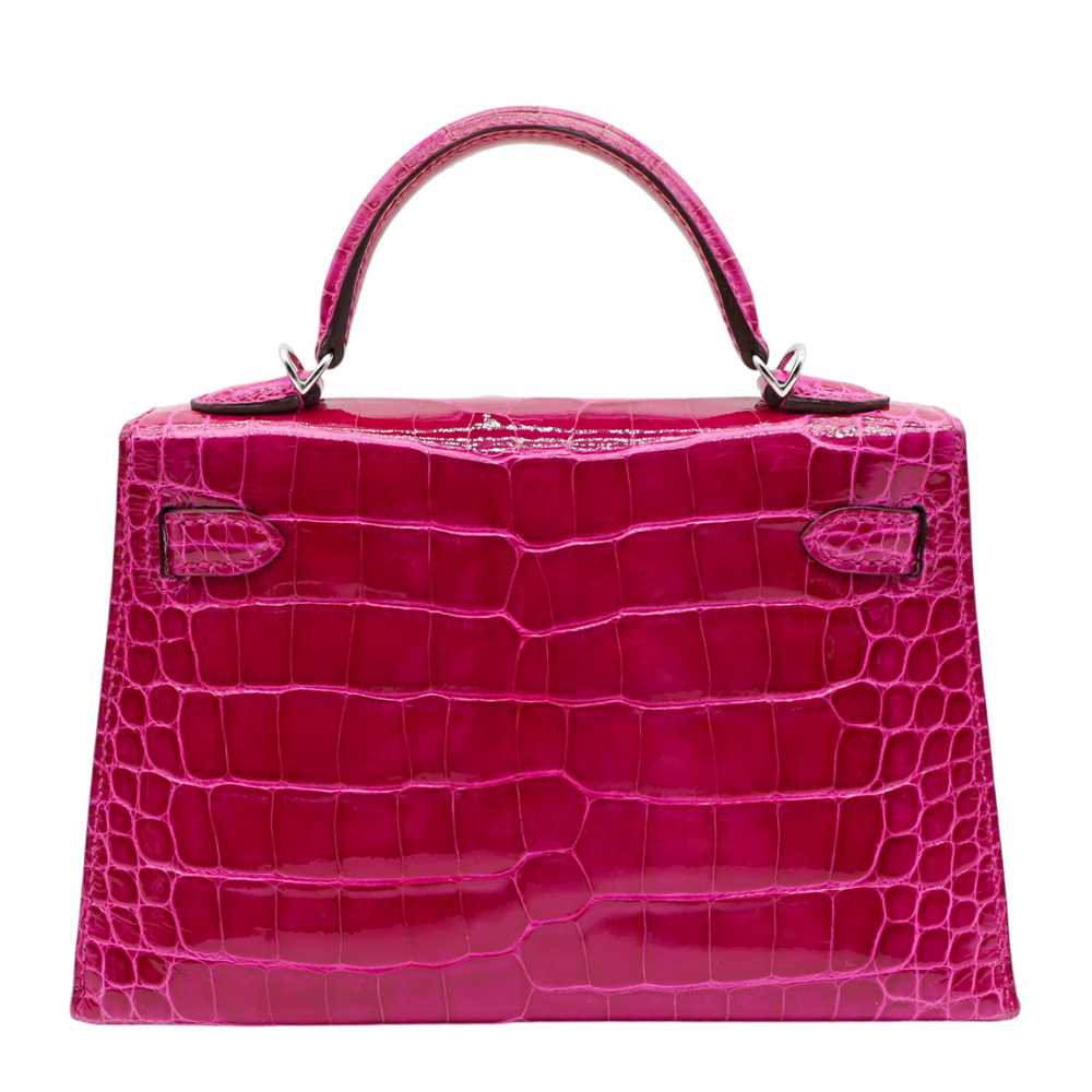 Hermès Kelly II Sellier Mini Black Shiny Crocodile Gold Hardware