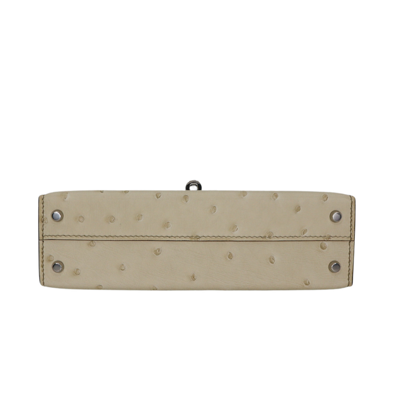 Hermès Kelly II Sellier Mini HSS Beton/Bluette Ostrich Palladium Hardware