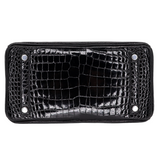 Hermès 25cm Birkin Black Shiny Porosus Crocodile Palladium Hardware
