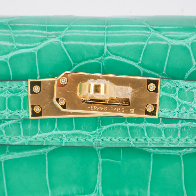 Hermès Kelly II Sellier Mini Vert Jade Shiny Alligator Gold Hardware