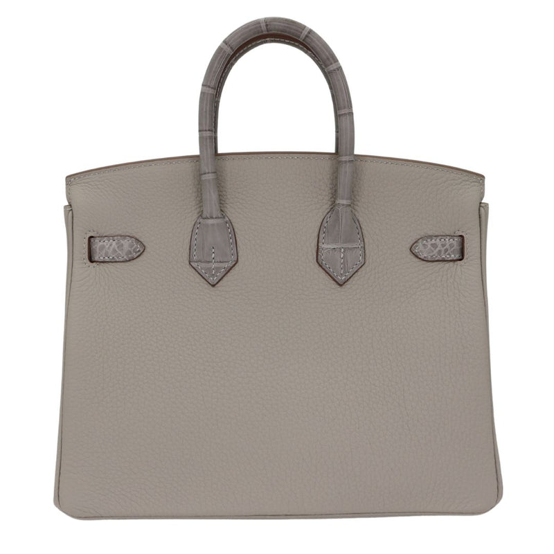 Hermès 25cm Birkin Touch Gris Perle Togo/Matte Alligator Gold Hardware