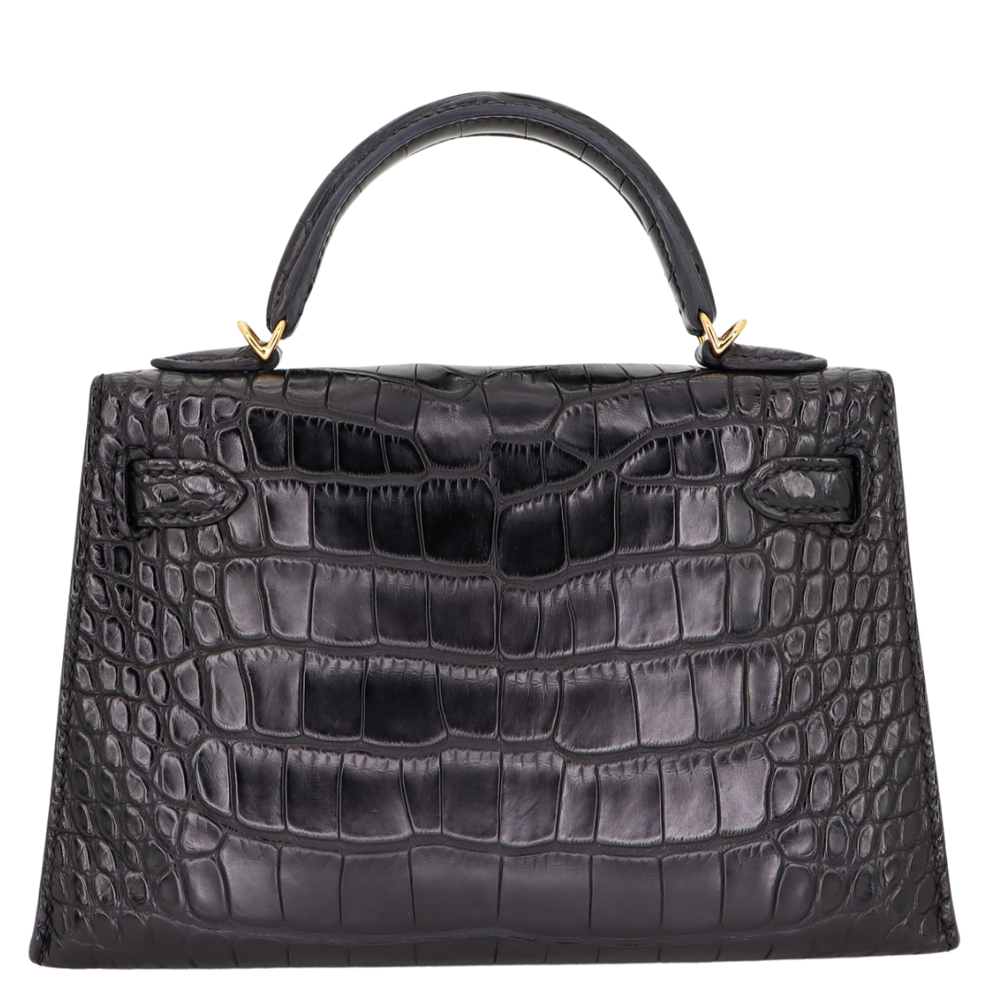 Hermès Kelly II Sellier Mini Black Matte Alligator Gold Hardware