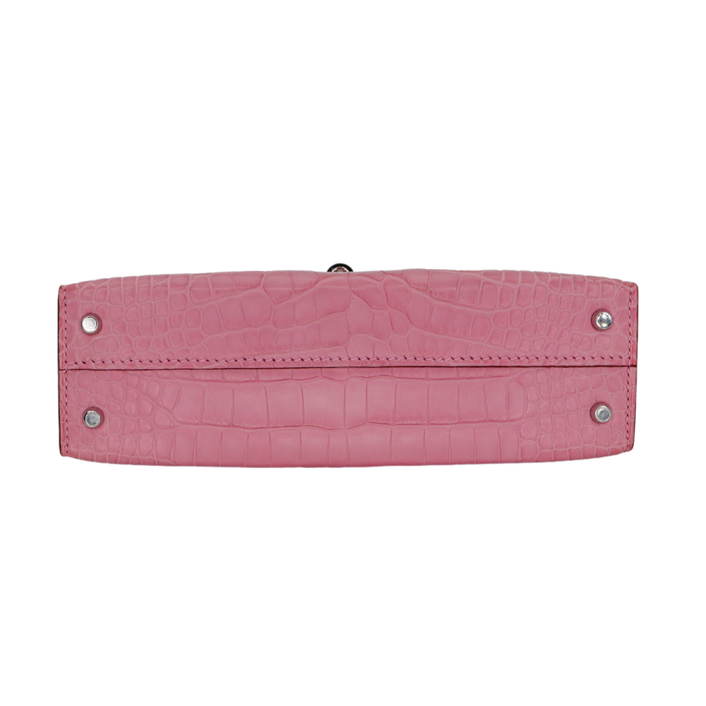 Hermès Mini Kelly II Bubblegum Matte Alligator Palladium Hardware Hermès Mini Kelly II Bubblegum Matte Alligator Palladium Hardware