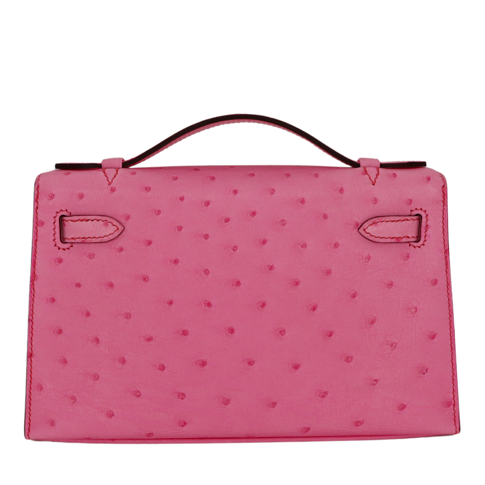 Hermès Kelly Pochette Bubblegum Ostrich Palladium Hardware – Privé