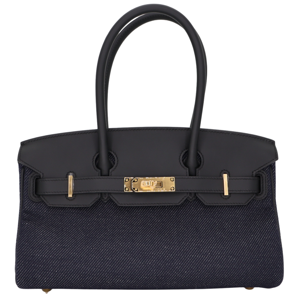 Hermès 29cm Birkin Shoulder Denim/Black Swift Leather Gold