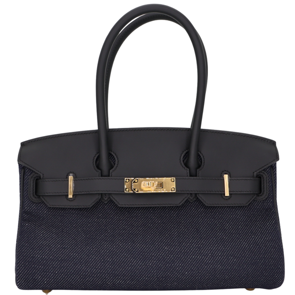 Hermès 29cm Birkin Shoulder Denim/Black Swift Leather Gold