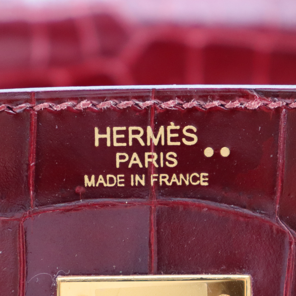 Hermès 30cm Birkin Bordeaux Shiny Niloticus Crocodile Gold