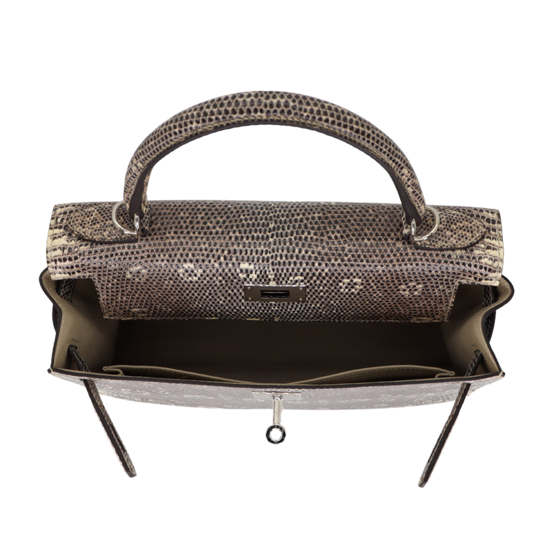 Hermès 28cm Kelly Sellier Ombre Lizard Palladium Hardware
