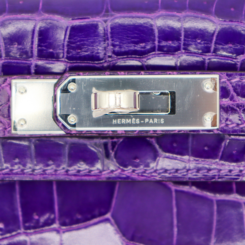Hermès Kelly Cut Ultraviolet Shiny Niloticus Crocodile Palladium Hermès Kelly Cut Ultraviolet Shiny Niloticus Crocodile Palladium