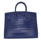 Hermès 25cm Birkin Sellier Indigo Aizome Matte Porosus Crocodile Palladium Hardware