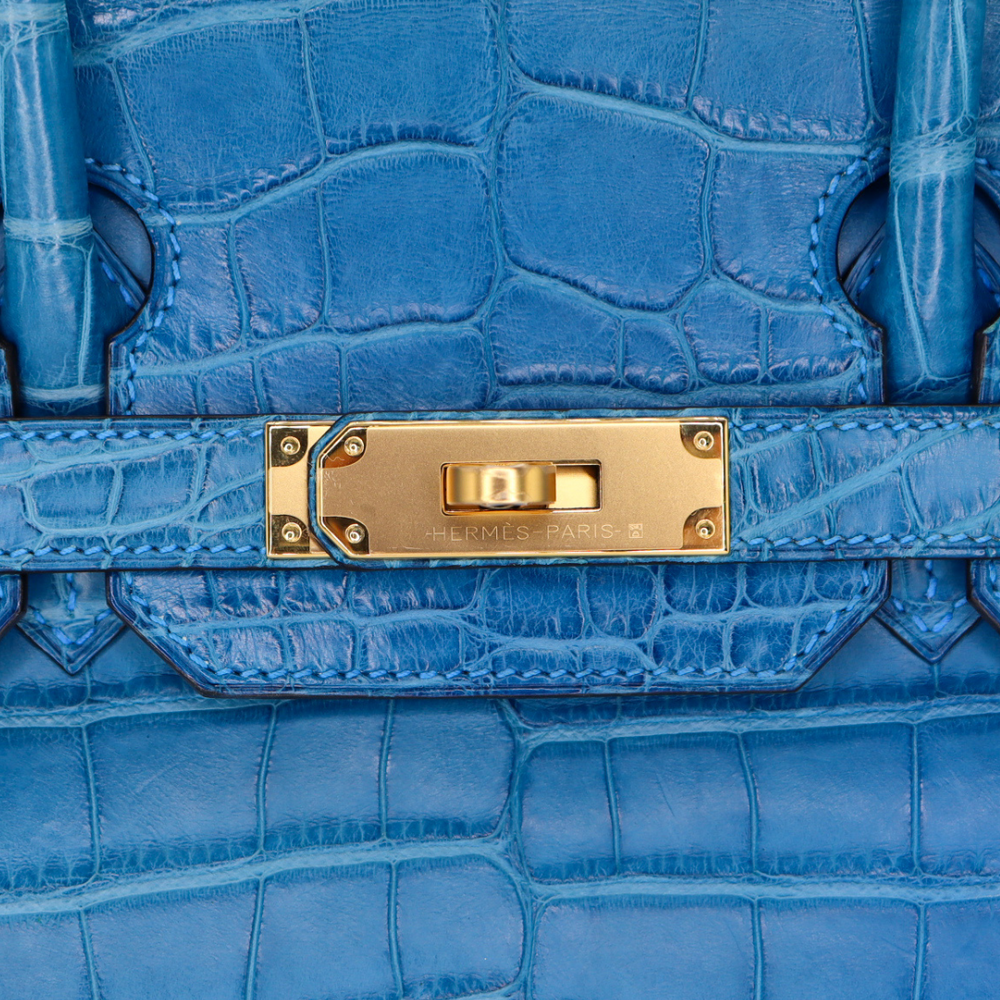 Hermès 30cm Birkin Mykonos Matte Alligator Gold Hardware – Privé