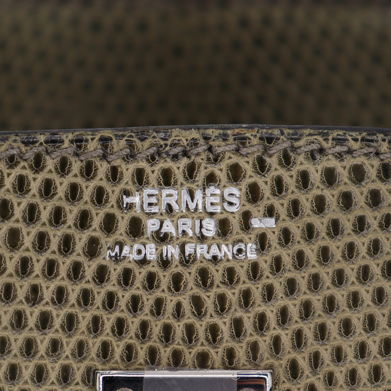 Hermès 25cm Birkin Vert Olive Lizard Palladium Hardware
