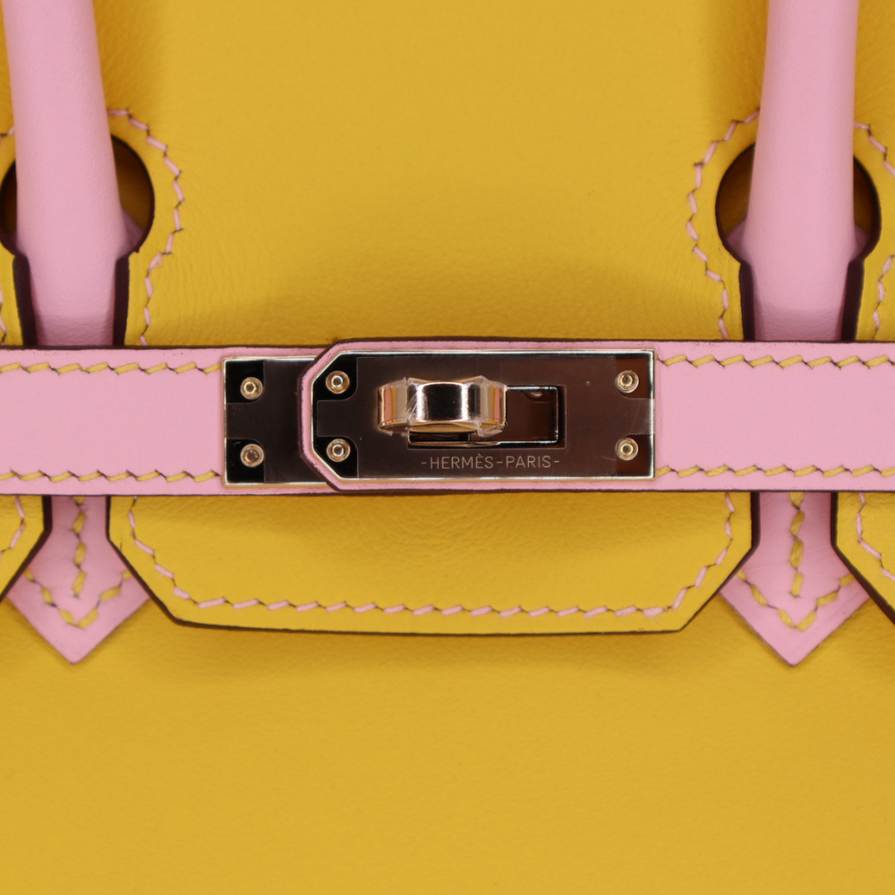 Hermès 25cm Birkin HSS Jaune de Naples/Mauve Swift Leather