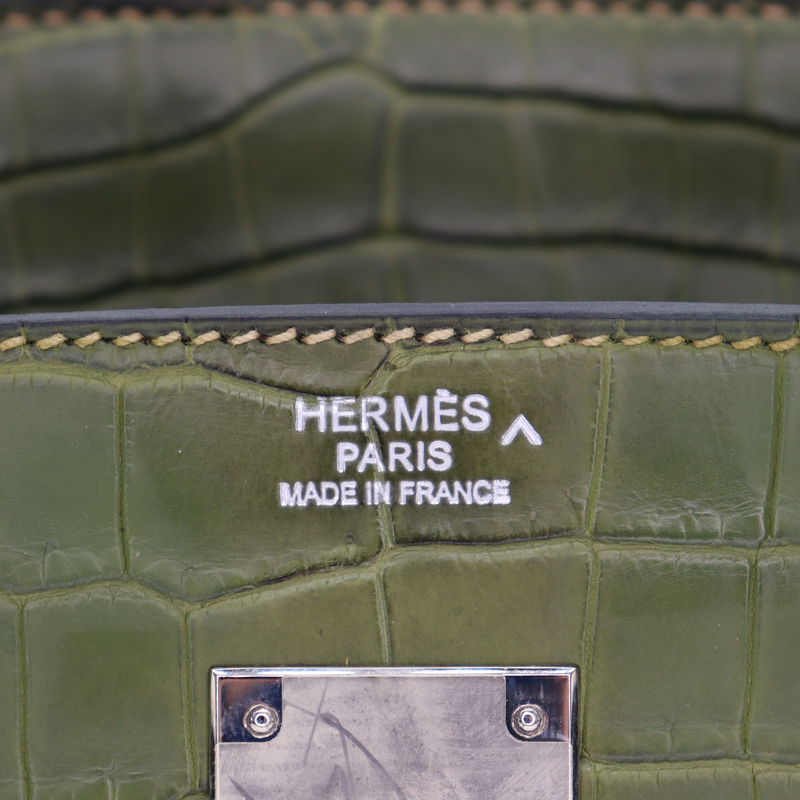 Hermès 30cm Birkin Canopee Matte Porosus Crocodile Palladium Hardware