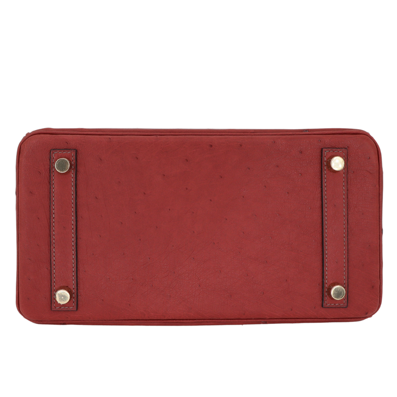 Hermès 25cm Birkin Rouge H Ostrich Gold Hardware