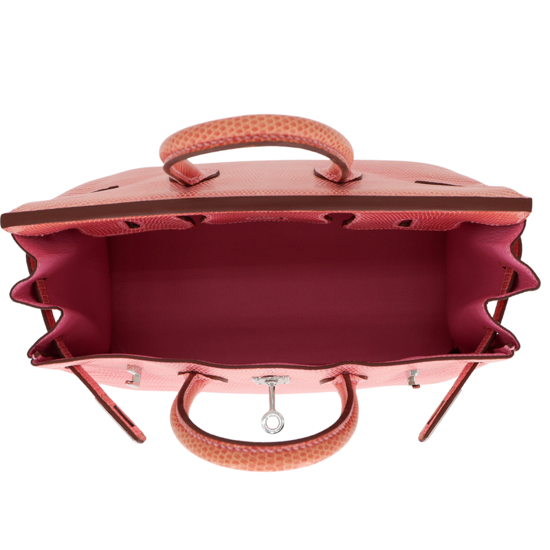 Hermès 25cm Birkin Bubblegum Shiny Lizard Palladium Hardware