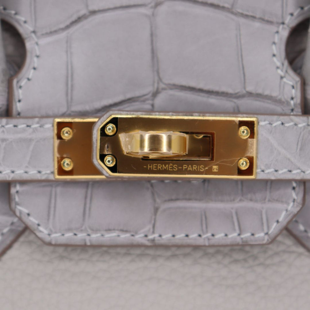 Hermès 25cm Birkin Touch Gris Perle Togo/Matte Alligator Gold