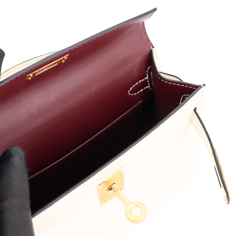 Hermès Kelly II Sellier Mini HSS Nata/Bordeaux Chèvre Leather Gold Hardware