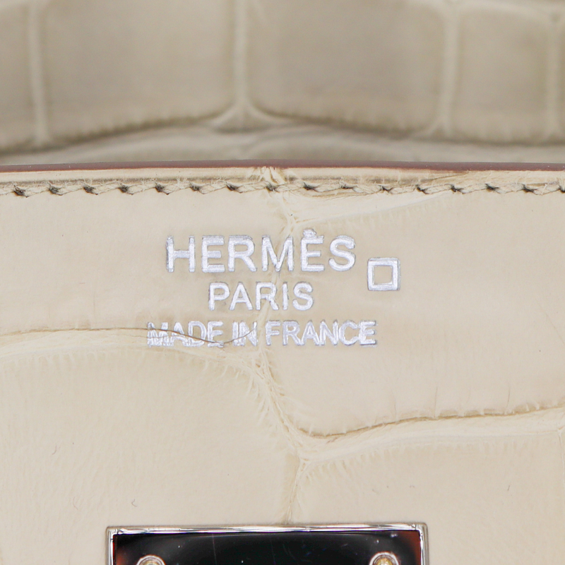 Hermès 35cm Birkin Beton Matte Alligator Palladium Hardware
