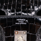 Hermès 25cm Birkin Black Shiny Porosus Crocodile Palladium Hardware