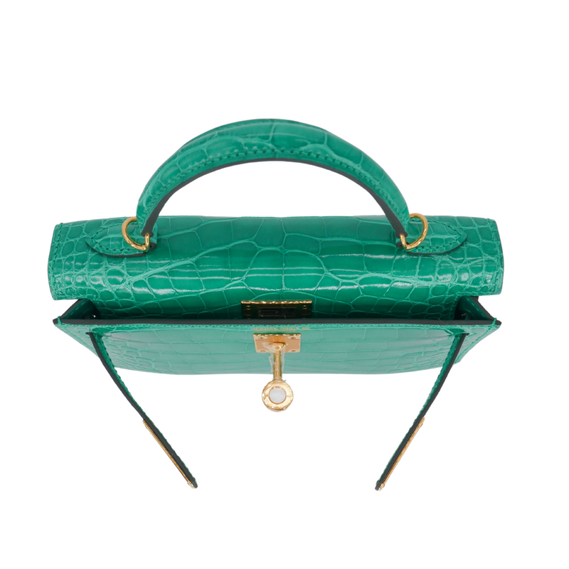 Hermès Kelly II Sellier Mini Vert Jade Shiny Alligator Gold Hardware