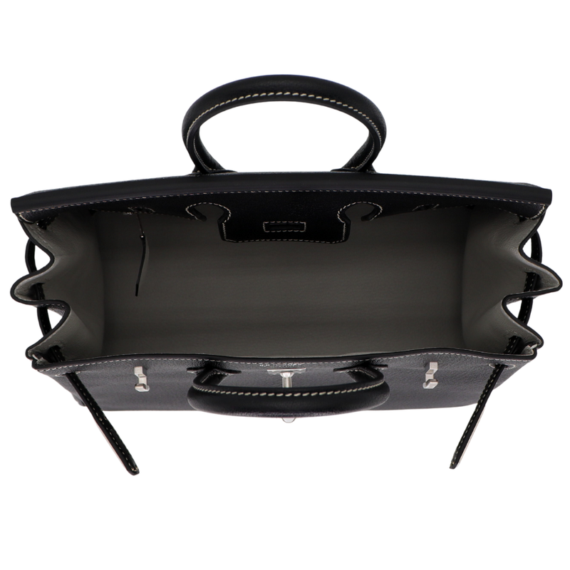 Hermès 25cm Birkin HSS Black Chèvre Leather Brushed Palladium Hardware