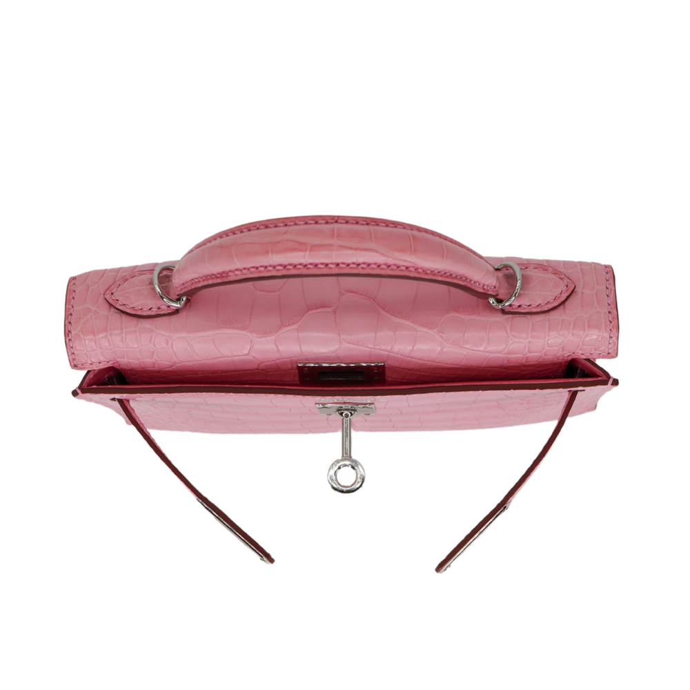 Hermès Mini Kelly II Bubblegum Matte Alligator Palladium Hardware Hermès Mini Kelly II Bubblegum Matte Alligator Palladium Hardware