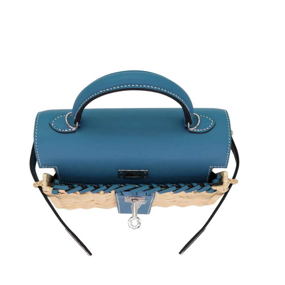 Hermès Kelly II Sellier Mini Picnic Bleu Jean Swift Leather