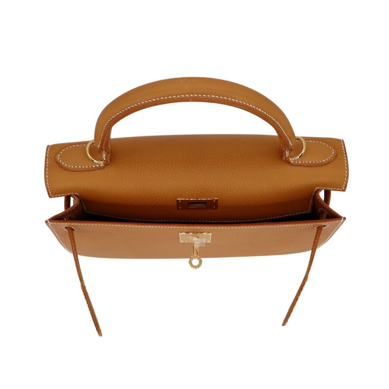 Hermès 28cm Kelly Sellier Natural Sable Gold Hardware