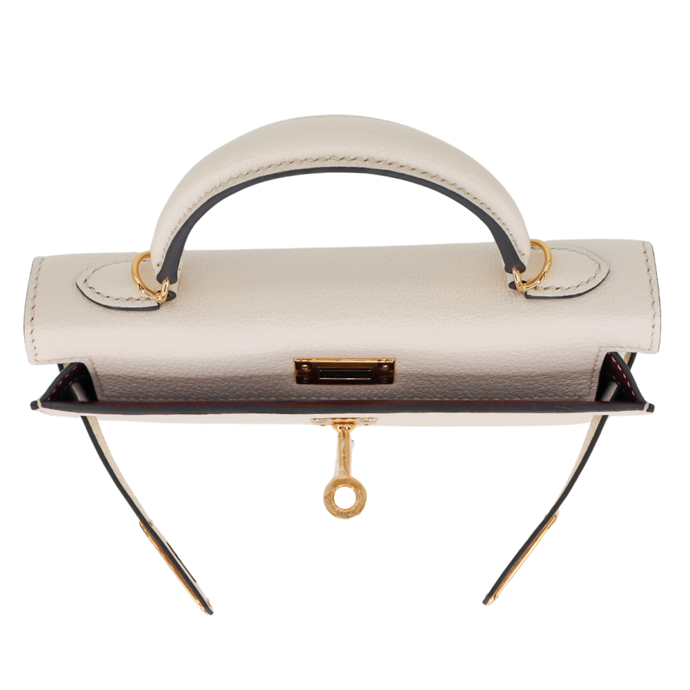 Hermès Kelly II Sellier Mini HSS Nata/Bordeaux Chèvre Leather Gold