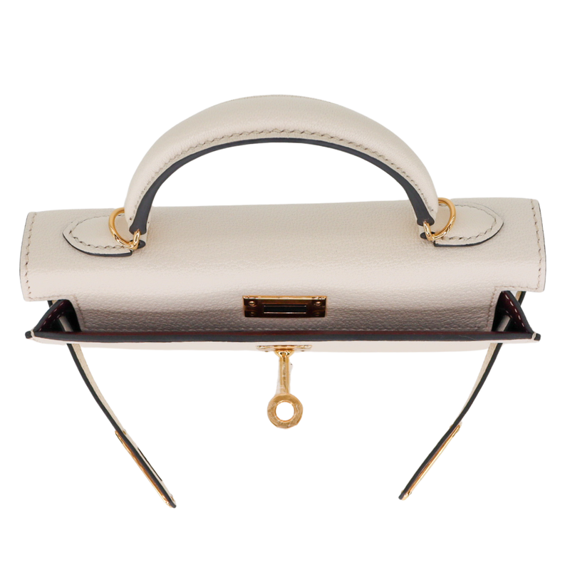Hermès Kelly II Sellier Mini HSS Nata/Bordeaux Chèvre Leather Gold Hardware