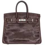 Hermès 25cm Birkin Ebene Lizard Palladium Hardware