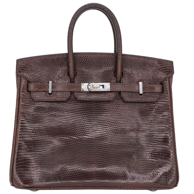 Hermès 25cm Birkin Ebene Lizard Palladium Hardware – Privé Porter